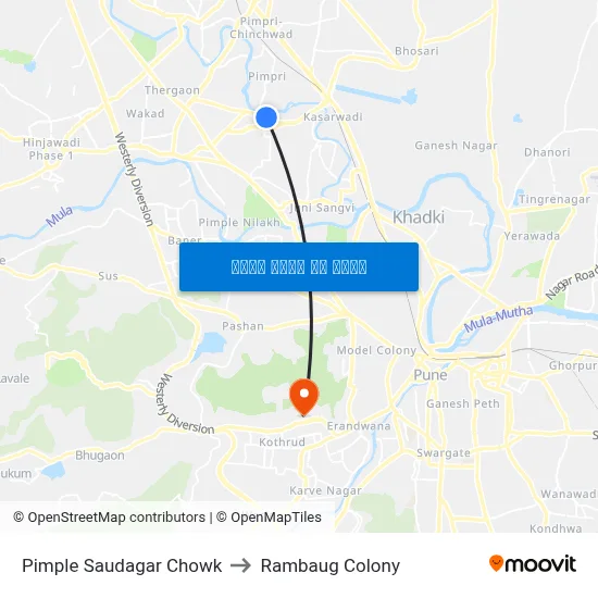 पिंपले सौदागर चौक to रामबाग कॉलोनी map