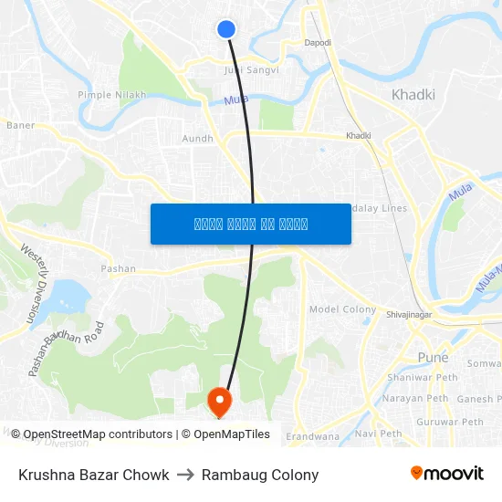 Krushna Bazar Chowk to Rambaug Colony map