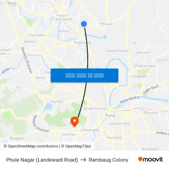 फुले नगर (लांडेवाडी रोड) to रामबाग कॉलोनी map