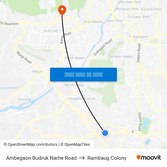 अंबेगाव बुद्रुक नरहे रोड to रामबाग कॉलोनी map