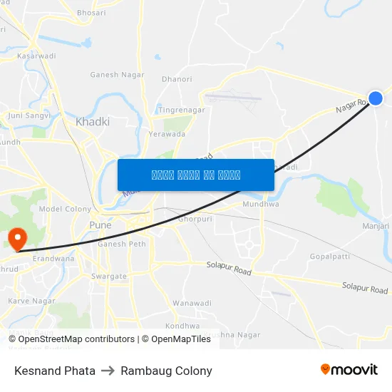 केसनंद फाटा to रामबाग कॉलोनी map