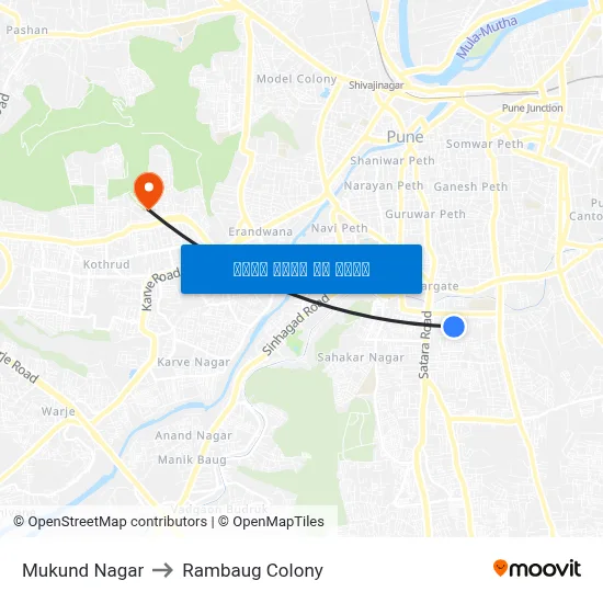 मुकुंद नगर to रामबाग कॉलोनी map