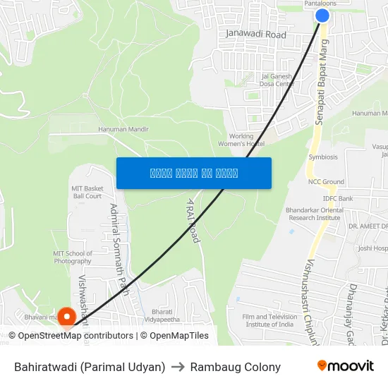 बहिरटवाडी (परिमल उद्यान) to रामबाग कॉलोनी map