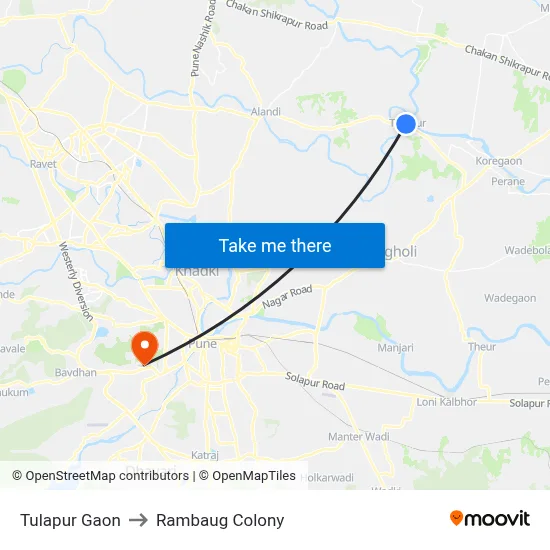 Tulapur Gaon to Rambaug Colony map