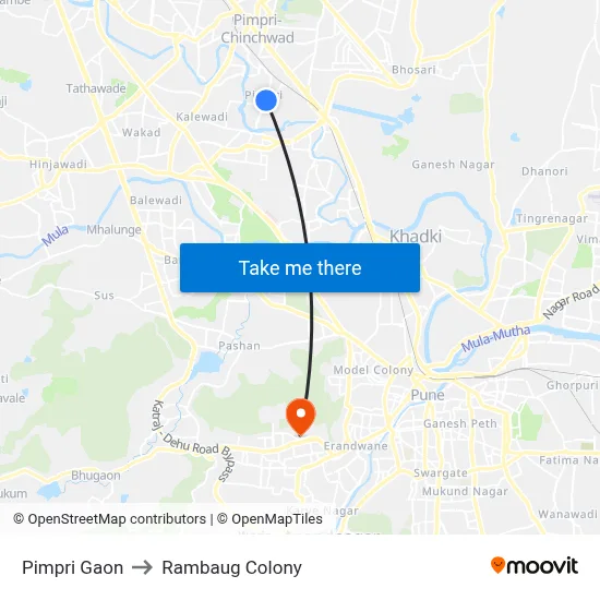 पिंपरी गाव to रामबाग कॉलोनी map