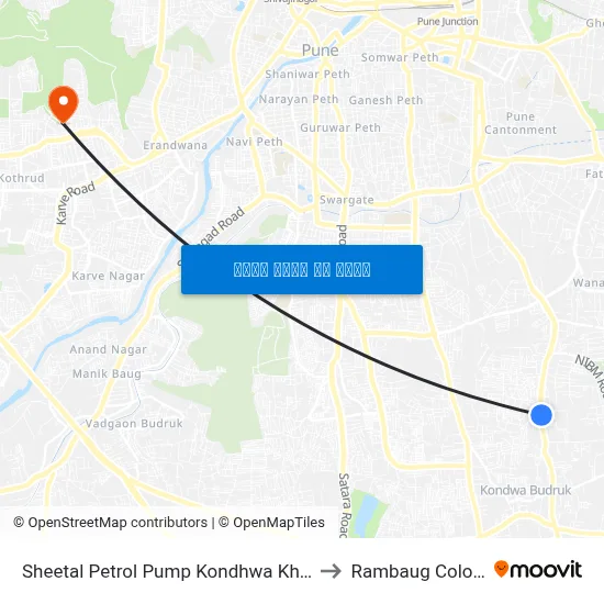 शीतल पेट्रोल पंप कोंढवा खुर्द to रामबाग कॉलोनी map