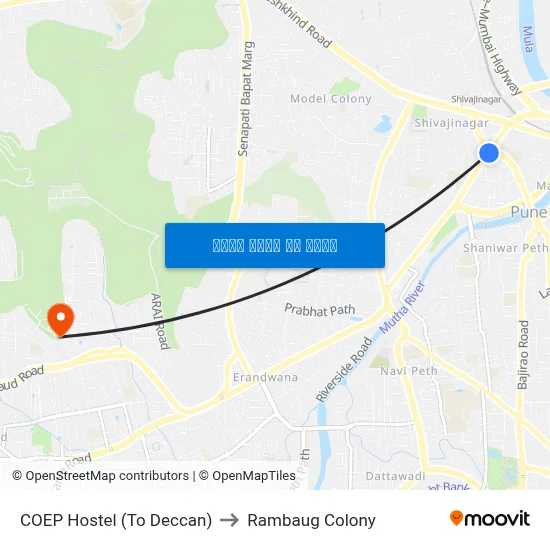 सीओईपी हॉस्टेल (टू डेक्कन) to रामबाग कॉलोनी map