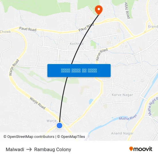 Malwadi to Rambaug Colony map