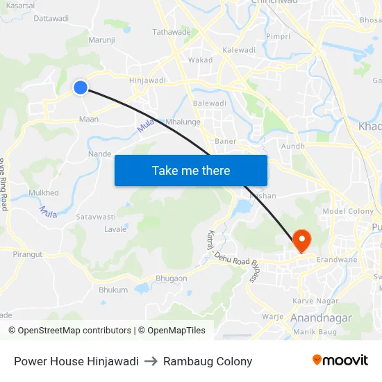 पावर हाउस हिंजवाडी to रामबाग कॉलोनी map