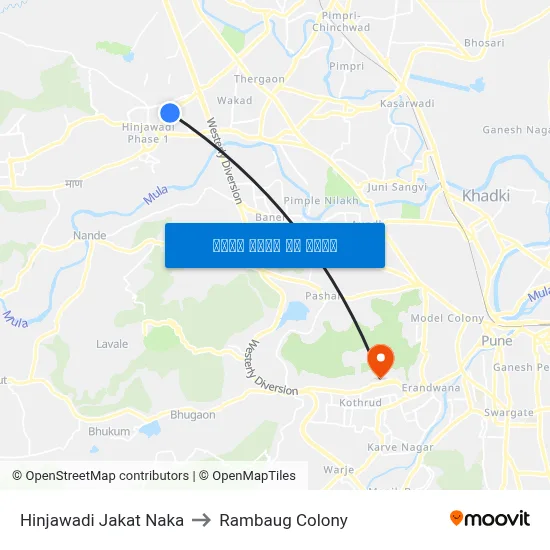 हिंजवाडी जकात नाका to रामबाग कॉलोनी map