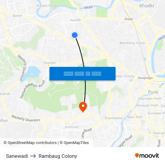 सानेवाडी to रामबाग कॉलोनी map
