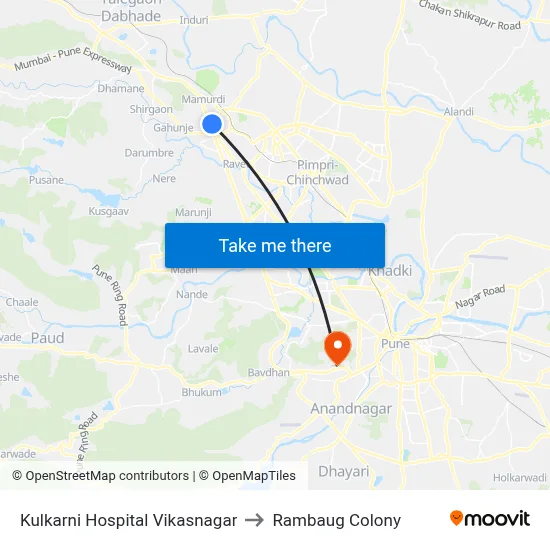 कुलकर्णी हॉस्पिटल विकासनगर to रामबाग कॉलोनी map