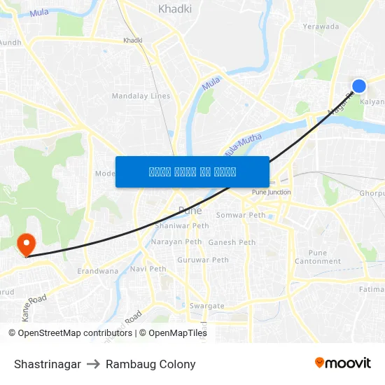 शास्त्रीनगर to रामबाग कॉलोनी map