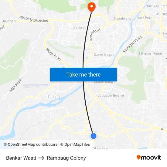 Benkar Wasti to Rambaug Colony map