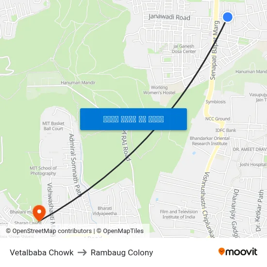 वेतालबाबा चौक to रामबाग कॉलोनी map