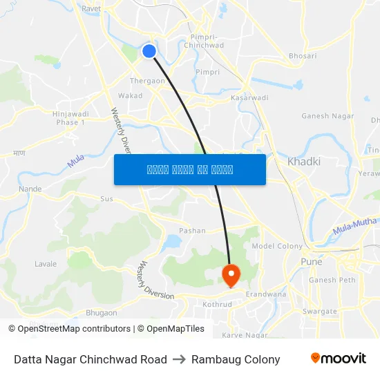 Datta Nagar Chinchwad Road to Rambaug Colony map