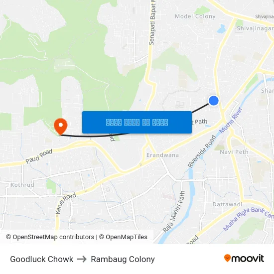 गुडलक चौक to रामबाग कॉलोनी map