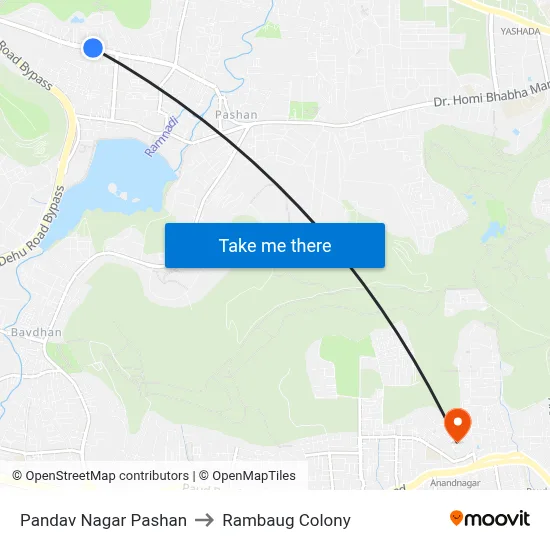 Pandav Nagar Pashan to रामबाग कॉलोनी map