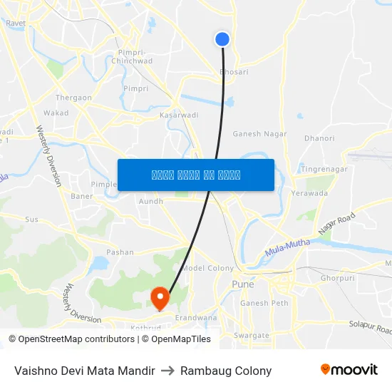 वैष्णो देवी माता मंदिर to रामबाग कॉलोनी map