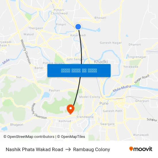 नाशिक फाटा वाकड रोड to रामबाग कॉलोनी map