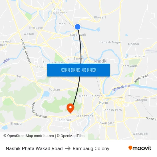 नाशिक फाटा वाकड रोड to रामबाग कॉलोनी map