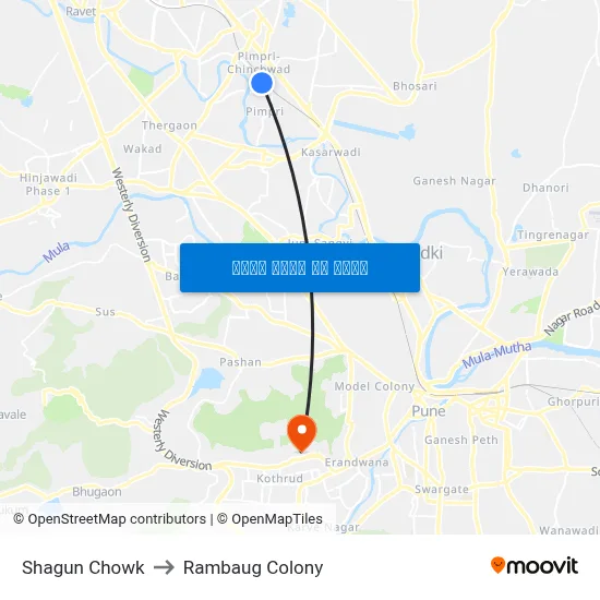 Shagun Chowk to Rambaug Colony map