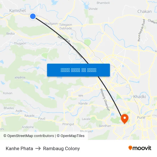 कान्हे फाटा to रामबाग कॉलोनी map