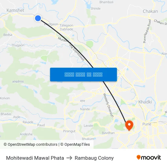 मोहितेवाडी मावल फाटा to रामबाग कॉलोनी map