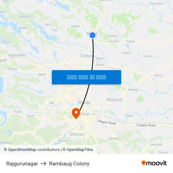 राजगुरुनगर to रामबाग कॉलोनी map