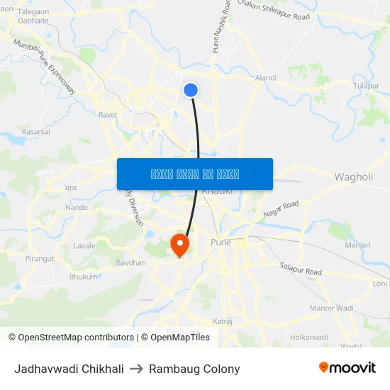 जाधववाडी चिखली to रामबाग कॉलोनी map