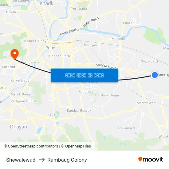 शेवाळेवाडी to रामबाग कॉलोनी map
