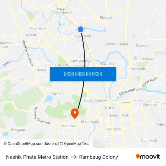 नाशिक फाटा मेट्रो स्टेशन to रामबाग कॉलोनी map