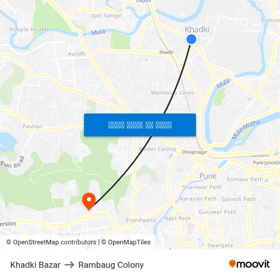 खडकी बाज़ार to रामबाग कॉलोनी map