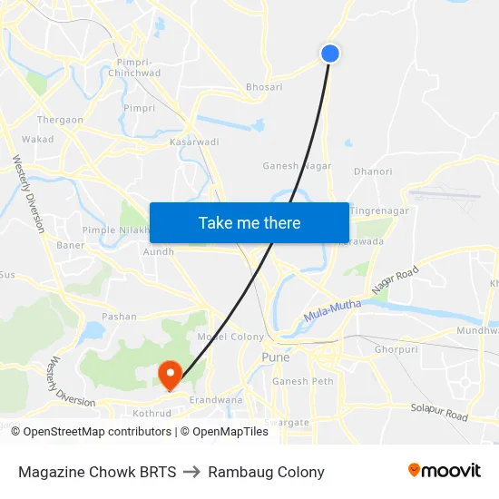 Magazine Chowk BRTS to Rambaug Colony map