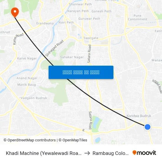 खादी मशीन (येवलेवाडी रोड) to रामबाग कॉलोनी map