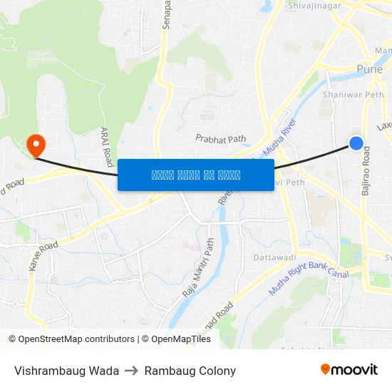 Vishrambaug Wada to Rambaug Colony map