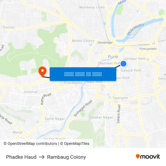 फडके हौद to रामबाग कॉलोनी map