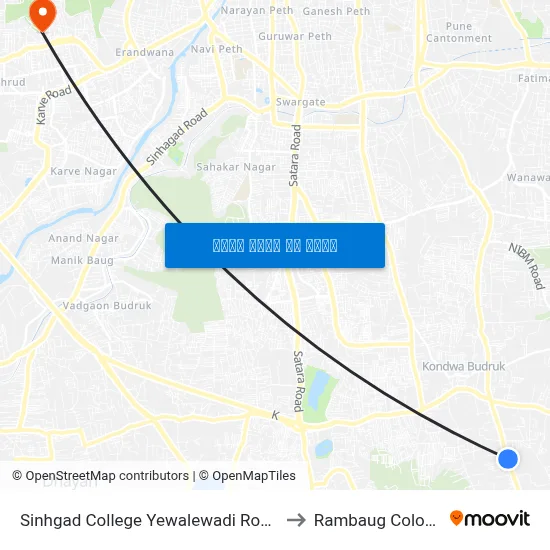 सिंहगड कॉलेज येवलेवाड़ी रोड to रामबाग कॉलोनी map