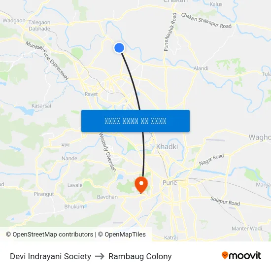 देवी इंद्रायणी सोसायटी to रामबाग कॉलोनी map