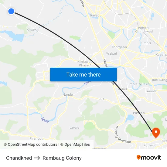Chandkhed to Rambaug Colony map