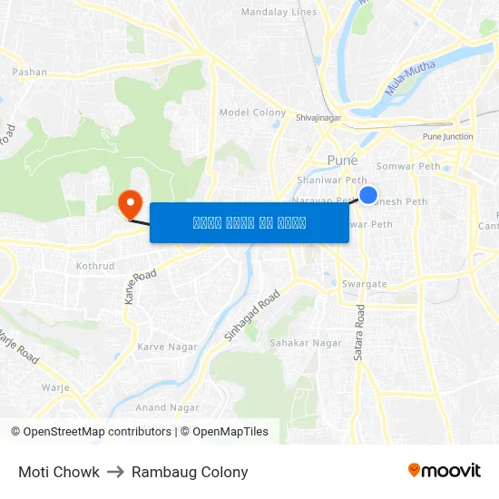 मोती चौक to रामबाग कॉलोनी map