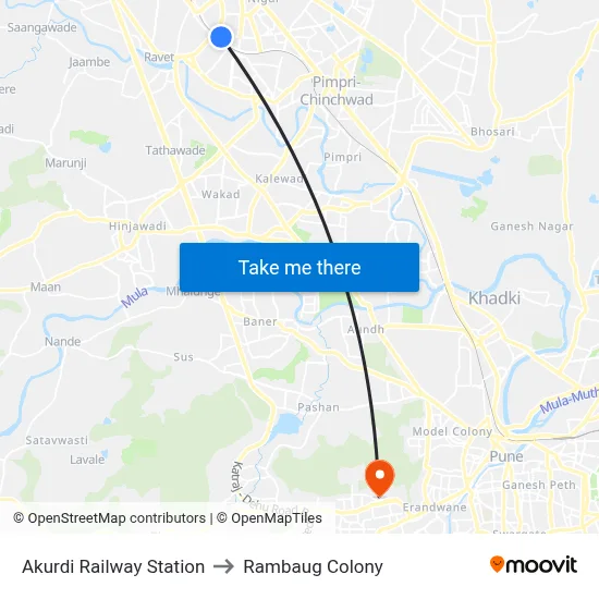 अकुर्दी रेलवे स्टेशन to रामबाग कॉलोनी map