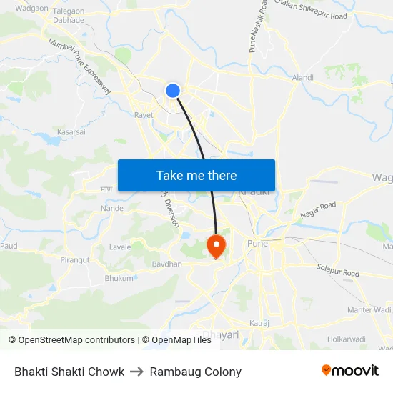 Bhakti Shakti Chowk to Rambaug Colony map