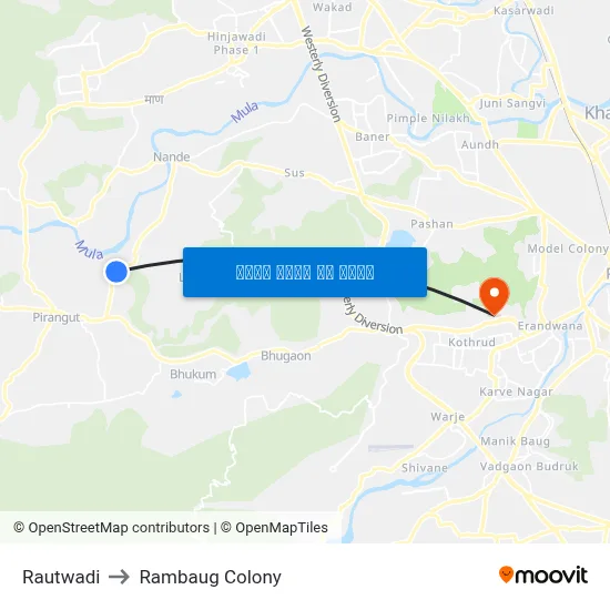 राउतवाड़ी to रामबाग कॉलोनी map