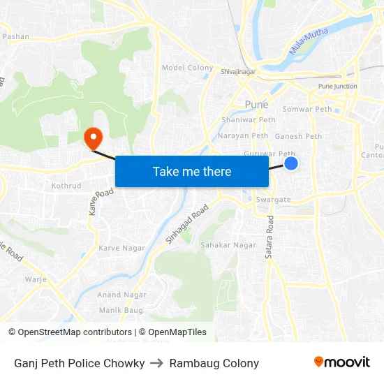 Ganj Peth Police Chowky to Rambaug Colony map