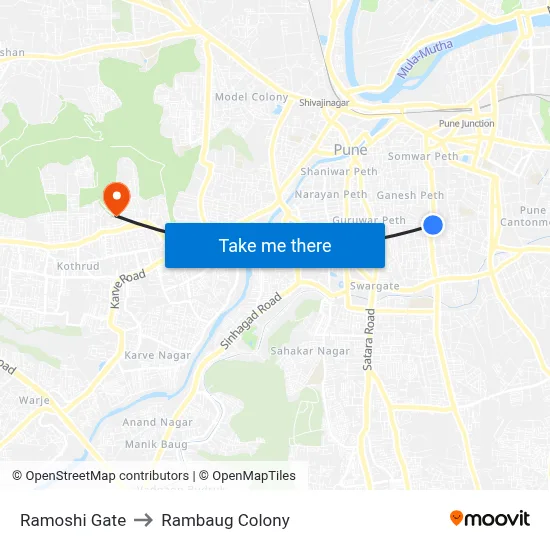 Ramoshi Gate to Rambaug Colony map