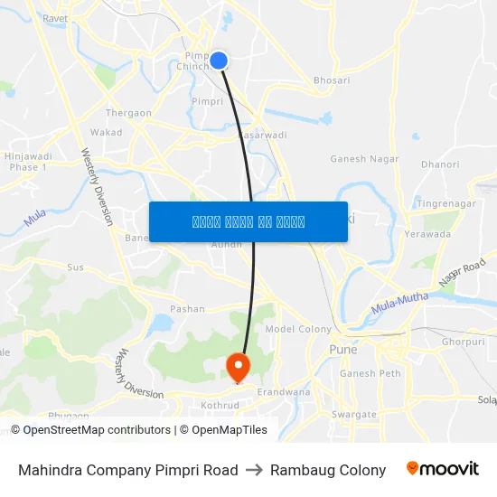 महिंद्रा कंपनी पिंपरी रोड to रामबाग कॉलोनी map