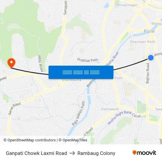 गणपति चौक लक्ष्मी रोड to रामबाग कॉलोनी map