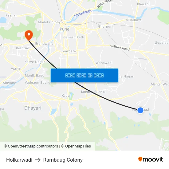 होलकरवाडी to रामबाग कॉलोनी map