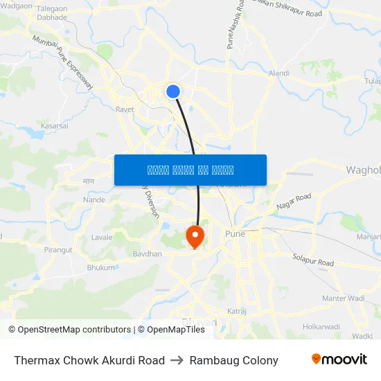 थरमैक्स चौक आकुर्डी रोड to रामबाग कॉलोनी map
